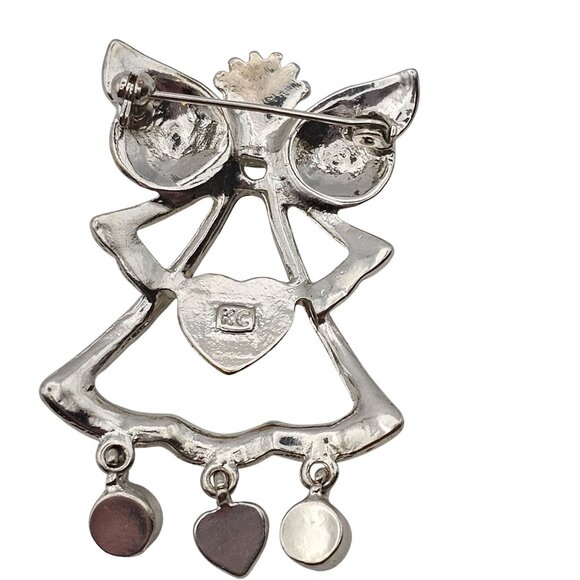 VTG Brooch Silver/Gold Toned Angel Love Faith Joy Dangle Charm Christian Faith - Picture 3 of 16